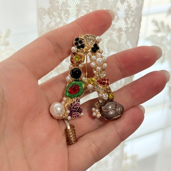 ⚜️ Elegant Gold and Multicolor Brooch - Picture 4 of 6